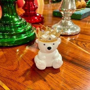 NWT Royal Polar Bear w/ Jewel-Adorned Gold Crown Pocket Bac Holder